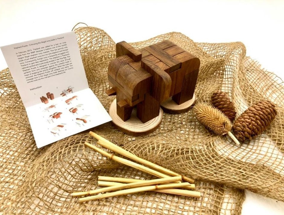 #SaveTheElephants: Wooden Handmade Elephant Puzzle + E-Learning Book