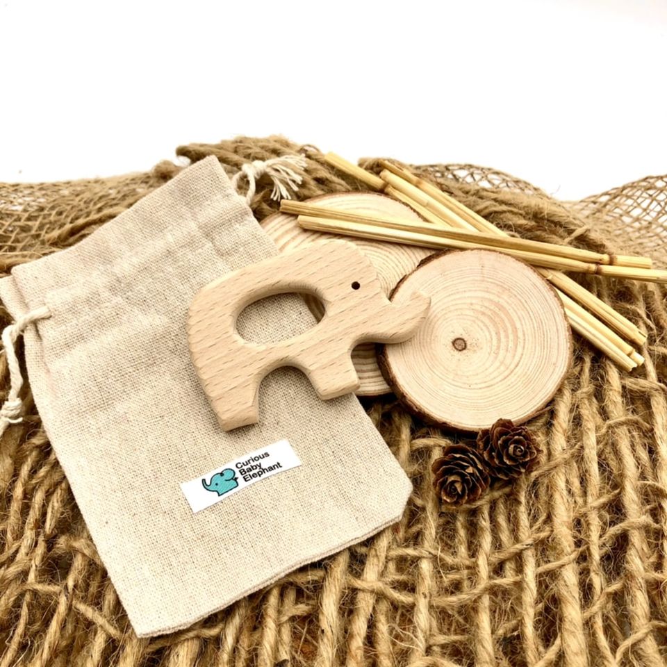 #SaveTheElephants: Natural Wooden Teether - Elephant
