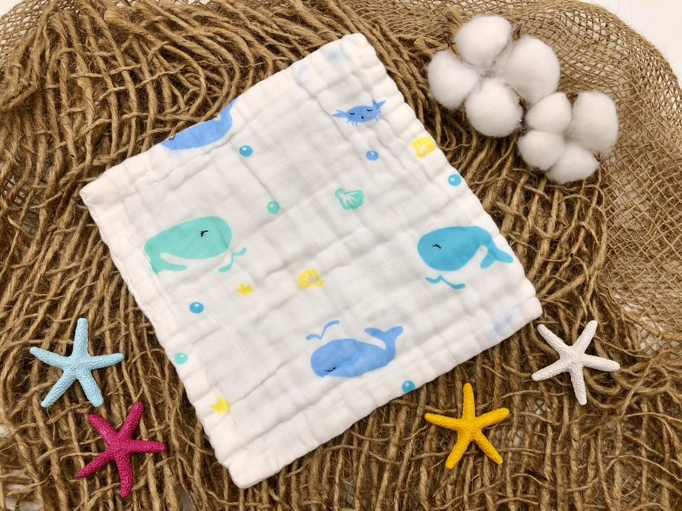 #SaveTheMarineLife: Cotton Gauze Baby Towel - 6 layered (Whale) small size