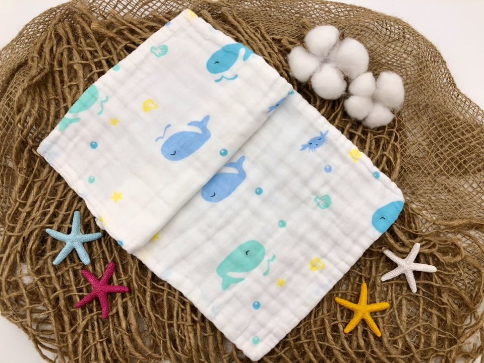 #SaveTheMarineLife: Cotton Gauze Baby Towel - 6 layered (Whale)
