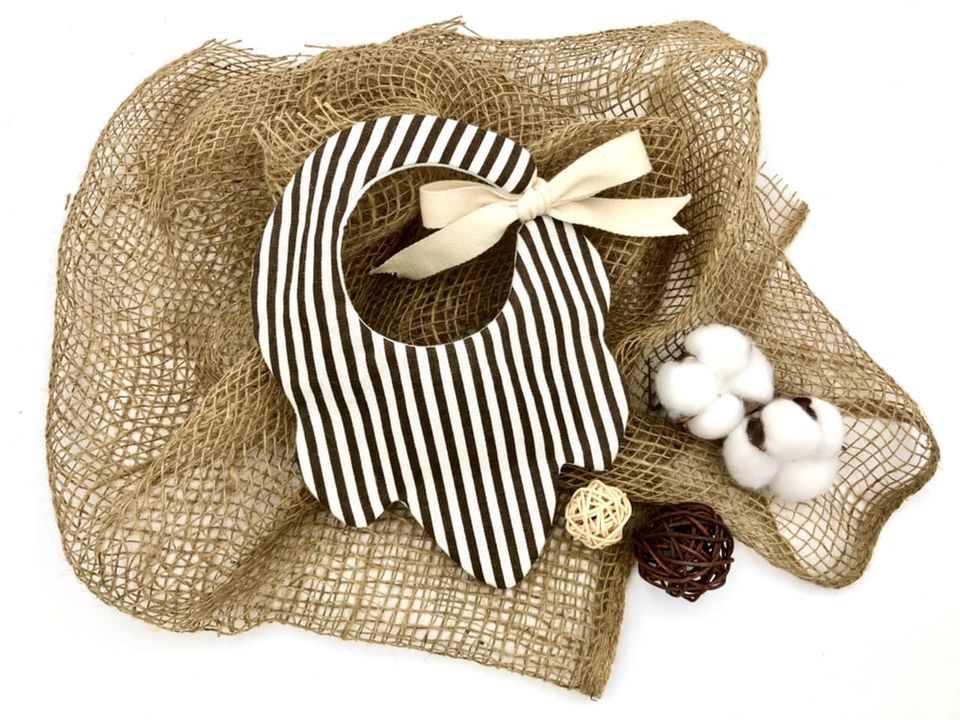 #SaveTheNature: Handmade Organic Cotton Baby Bib (Nature – Earth element) - Brown