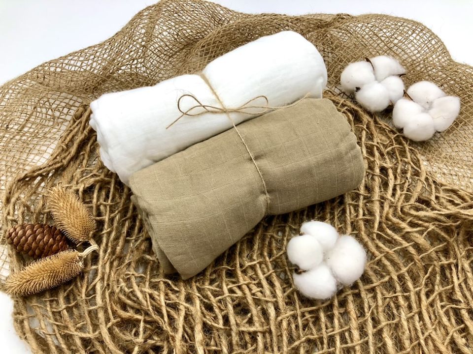 #SaveTheElephants: Bamboo Pure Cotton Muslin Swaddle Blanket (Brown+White)