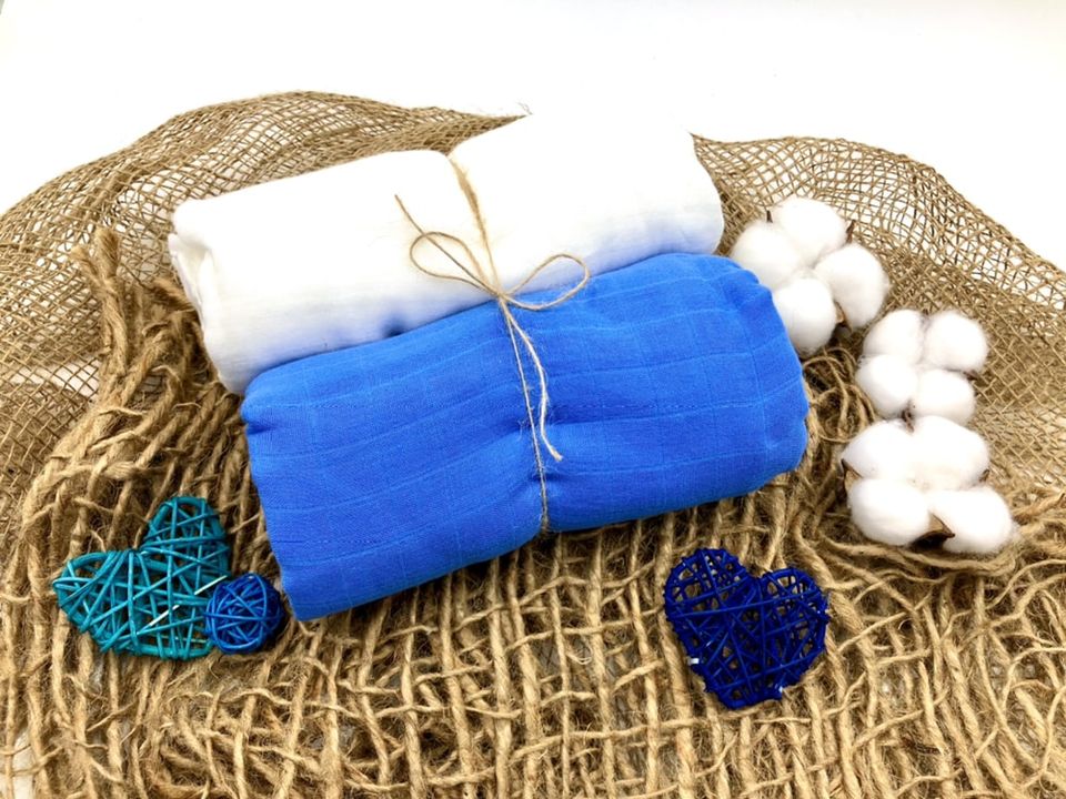 #SaveTheNature: Bamboo Pure Cotton Muslin Swaddle Blanket (Nature, Water element) - Dark Blue color