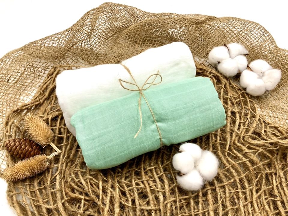 #SaveTheNature: Bamboo Pure Cotton Muslin Swaddle Blanket (Nature, Earth element) Green color