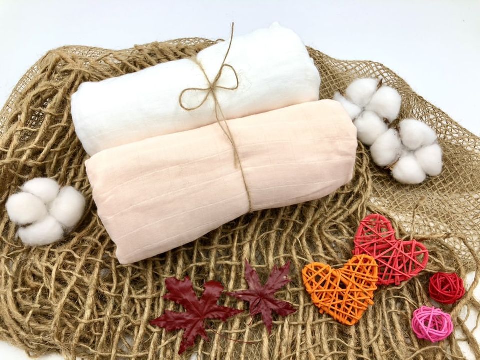 #SaveTheNature: Bamboo Pure Cotton Muslin Swaddle Blanket (Nature, Fire element) – Light Orange