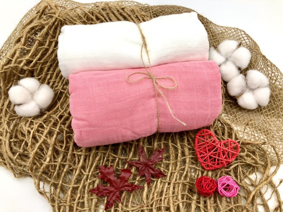#SaveTheNature: Bamboo Pure Cotton Muslin Swaddle Blanket (Nature, Fire element) – Pink