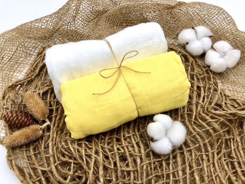 #SaveTheNature: Bamboo Pure Cotton Muslin Swaddle Blanket (Nature, Earth element) Earthy Yellow