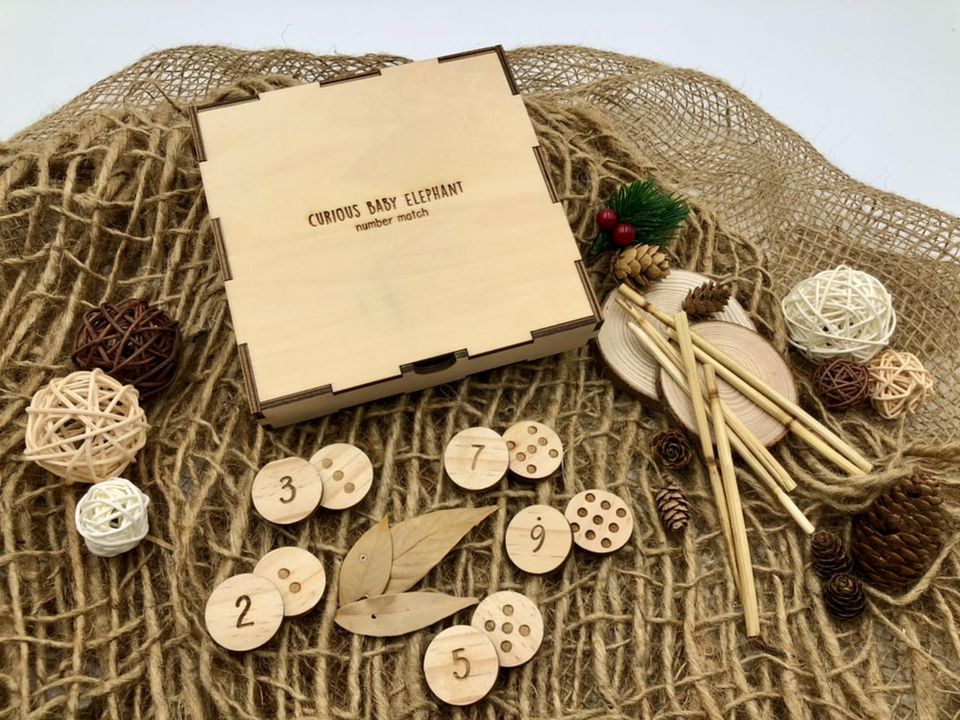 #ForOurChildren: Toy Set - Wooden Memory Numbers Matching Game + Wooden Box